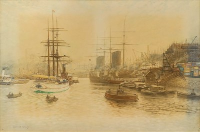 Lot 20 - EMMET  BRADY (1846-1928)<br/><br/>Busy shipping in the...