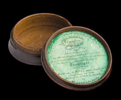 Lot 51 - A TREEN PATCH BOX MADE OF OAK RECOVERED FROM...
