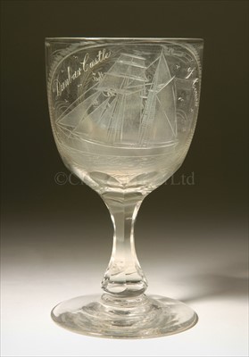 Lot 89 - A 19TH-CENTURY ENGRAVED ALE GLASS<br/><br/>incised...