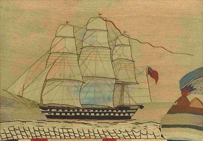 Lot 94 - A FINE MID 19TH-CENTURY SAILOR'S WOOLWORK...