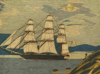 Lot 96 - A 19TH-CENTURY SAILOR'S WOOLWORK...