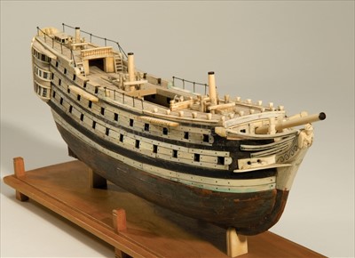 Lot 160 - A WOOD AND BONE PRISONER-OF-WAR-STYLE MODEL OF...