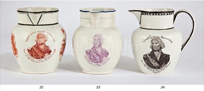 Lot 34 - A COMMEMORATIVE PEARLWARE JUG, CIRCA 1810<br/>with...