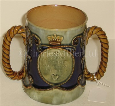 Lot 36 - A ROYAL DOULTON TWO-HANDLED COMMEMORATIVE MUG,...