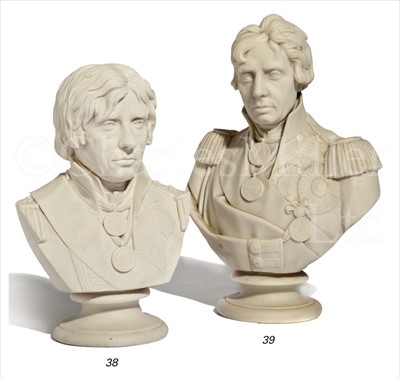 Lot 38 - A MID 19TH-CENTURY PARIAN WARE BUST OF LORD...