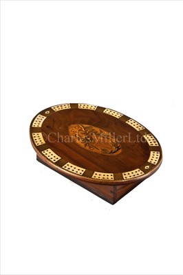 Lot 45 - AN ATTRACTIVE IVORY-INLAID YEW WOOD CRIBBAGE...