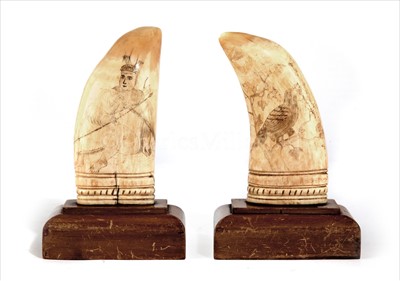 Lot 107 - A PAIR OF 19TH-CENTURY SAILOR'S SCRIMSHAW...