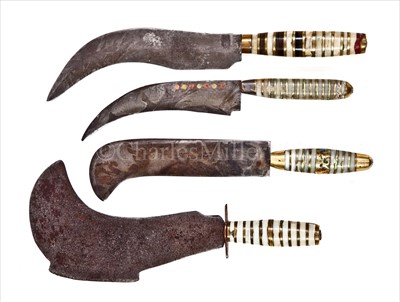 Lot 116 - FOUR 19TH-CENTURY ?FLENSING KNIVES<br/>with shaped...