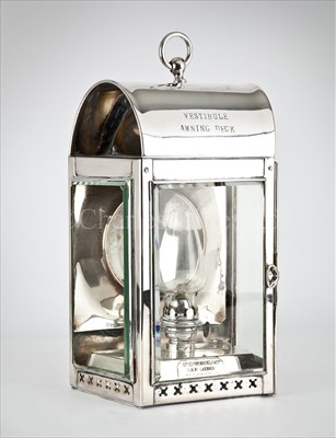 Lot 146 - A FINE SILVER-PLATED STEAM YACHT BULKHEAD OIL...