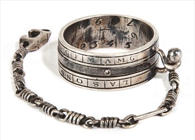 Lot 171 - AN 18TH-CENTURY ITALIAN SILVER RING DIAL<br/>with...