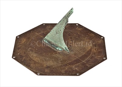 Lot 175 - A 17TH-CENTURY DOUBLE HORIZONTAL BRASS SUNDIAL...