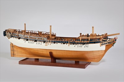 Lot 239 - A PLANKED AND FRAMED MODEL OF THE 14-GUN SHIP...