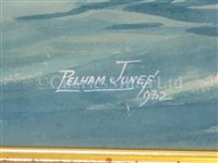 Lot 19 - δ PELHAM JONES (BRITISH, 1890-1950) - Study of the three-masted schooner 'Benicia'