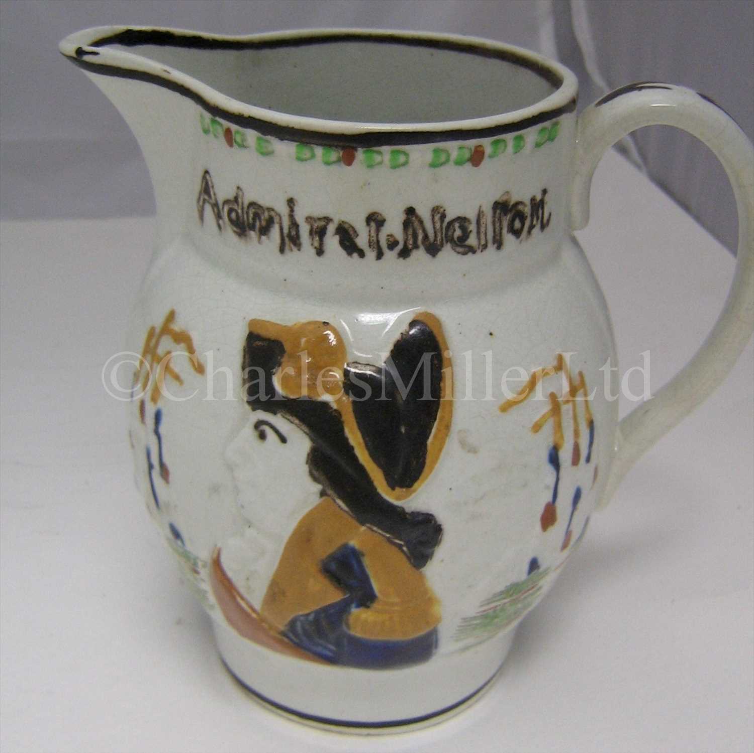 Lot 40 - A 19TH-CENTURY PRATTWARE JUG COMMEMORATING...