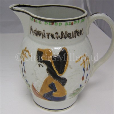 Lot 40 - A 19TH-CENTURY PRATTWARE JUG COMMEMORATING...