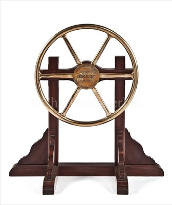Lot 57 - A BRASS ENGINE ROOM VALVE WHEEL FROM H.M.S....