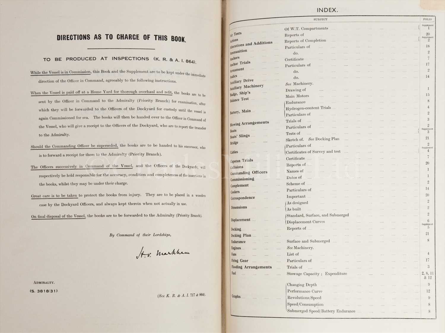 Lot 65 - AN UN-ISSUED R.N. SUBMARINE 'SHIP'S BOOK',...