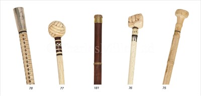 Lot 76 - A 19TH-CENTURY WHALE BONE AND IVORY WALKING...