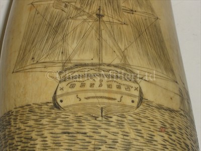 Lot 90 - A 19TH-CENTURY SAILOR'S SCRIMSHAW-DECORATED...