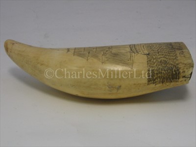 Lot 90 - A 19TH-CENTURY SAILOR'S SCRIMSHAW-DECORATED...