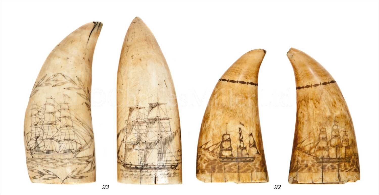 Lot 93 - TWO 19TH-CENTURY SAILOR'S SCRIMSHAW-DECORATED...