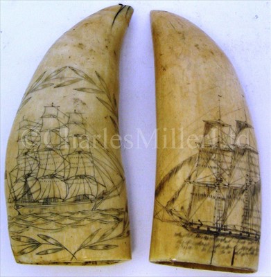 Lot 93 - TWO 19TH-CENTURY SAILOR'S SCRIMSHAW-DECORATED...