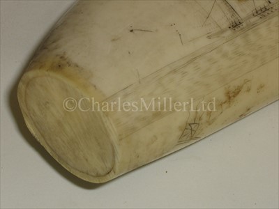 Lot 94 - A 19TH-CENTURY SAILOR'S SCRIMSHAW-DECORATED...