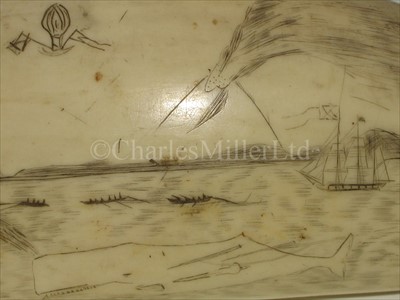 Lot 94 - A 19TH-CENTURY SAILOR'S SCRIMSHAW-DECORATED...