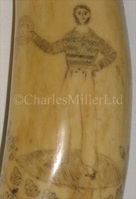 Lot 97 - A 19TH-CENTURY SAILOR'S SCRIMSHAW-DECORATED...