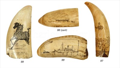 Lot 98 - A 19TH-CENTURY SAILOR'S SCRIMSHAW-DECORATED...