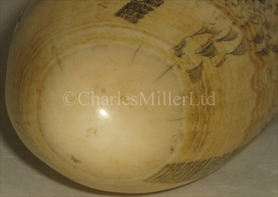 Lot 100 - A SCRIMSHAW-DECORATED WHALE'S TOOTH<br/>incised...