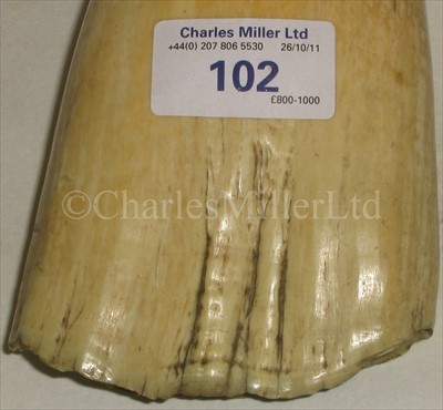 Lot 102 - A LARGE 19TH-CENTURY SCRIMSHAW-DECORATED...