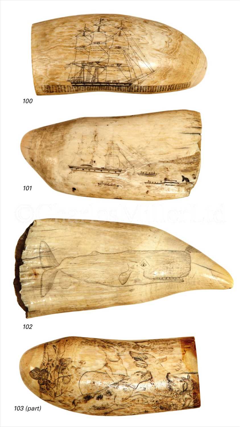 Lot 103 - TWO 19TH-CENTURY SAILOR'S SCRIMSHAW-DECORATED...