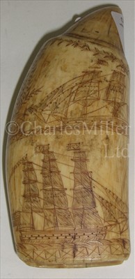 Lot 103 - TWO 19TH-CENTURY SAILOR'S SCRIMSHAW-DECORATED...