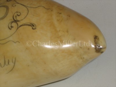 Lot 105 - AN UNUSUAL 19TH-CENTURY SCRIMSHAW-DECORATED...