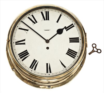 Lot 125 - A LARGE BULKHEAD CLOCK<br/>with 12in. painted...