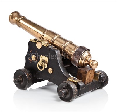 Lot 134 - A 19TH-CENTURY BRASS SIGNAL GUN<br/>with 1½in....