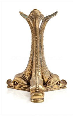Lot 134A - A 19TH-CENTURY DECORATIVE CAST BRASS DOLPHIN...