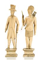 Lot 121 - TWO EARLY 19TH CENTURY NAPOLEONIC PRISONER-OF-WAR BONE STATUETTES