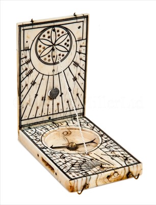 Lot 158 - AN IVORY NUREMBERG POCKET DIPTYCH SUNDIAL BY...
