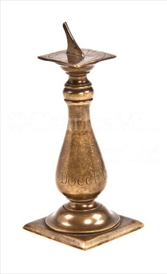 Lot 165 - AN 18TH-CENTURY MINIATURE BRASS SUNDIAL...