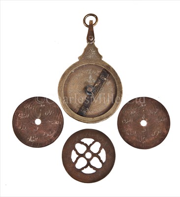 Lot 203 - A DECORATIVE BRASS ISLAMIC ASTROLABE, PROBABLY...