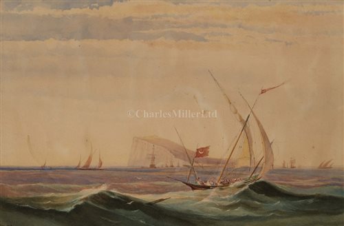 Lot 49 - CHARLES HARVEY (BRITISH, 1832-): An Ottoman xebec sailing off the Rock of Gibraltar