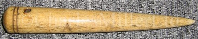 Lot 145 - A 19TH-CENTURY SCRIMSHAW-DECORATED HALF...