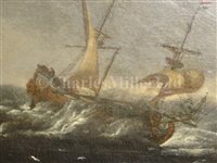 Lot 37 - FOLLOWER OF WILLEM VAN DE VELDE (DUTCH, 1633-1707) - Man o' war in a storm