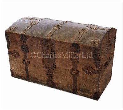 Lot 49 - AN 18TH-CENTURY IRON-BOUND DOME CHEST,...