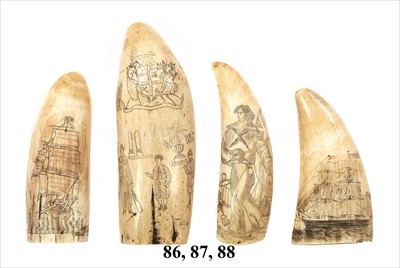 Lot 87 - A 19TH-CENTURY SAILORWORK SCRIMSHAW-DECORATED...