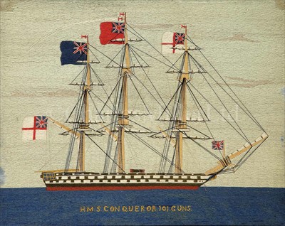 Lot 90 - A FINE MID 19TH-CENTURY SAILOR'S WOOLWORK...