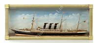Lot 301 - AN ATTRACTIVE WATERLINE MODEL OF THE BLUE RIBAND INMAN LINER S.S. PARIS [Ex-CITY OF PARIS] PROBABLY BY TRIGGS MARITIME ARCHITECTS, CIRCA 1895