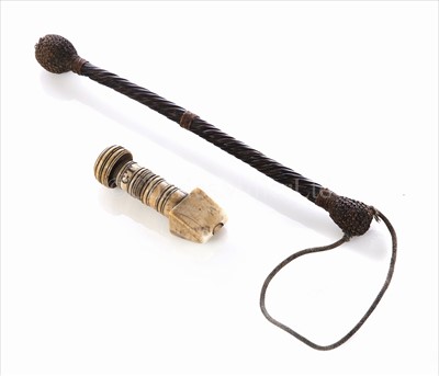 Lot 97 - A 19TH-CENTURY BALEEN 'BO'SUN'S STARTER'<br/>with...